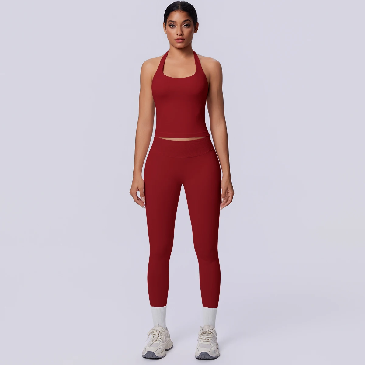 Sport Fitness Kleidung Damen Yoga Set Sommer Gym Lauf-Workout Top Yoga Weste Einfarbige Po-Formende Fitness Hose Yoga Set – Detail 22
