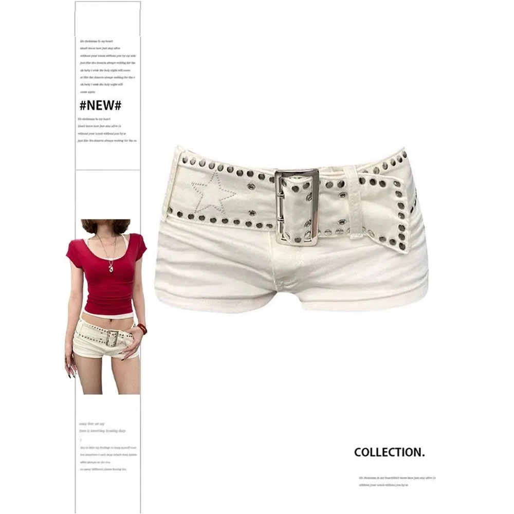 

Women's White Denim Shorts Y2K Harajuku Style Jean Pants High Waist Slim Fit Summer Fashion Ladies' Clothing