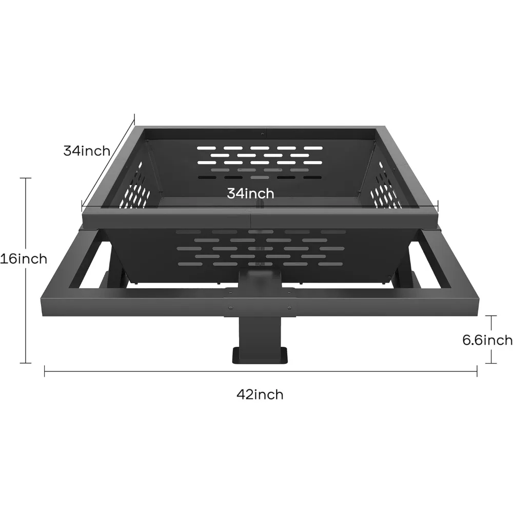 42 حفرة نار كبيرة، حفرة نار مربعة خارجية مع بوكر، حفرة نار لحرق الخشب للتخييم، الفناء الخلفي، الفناء #2