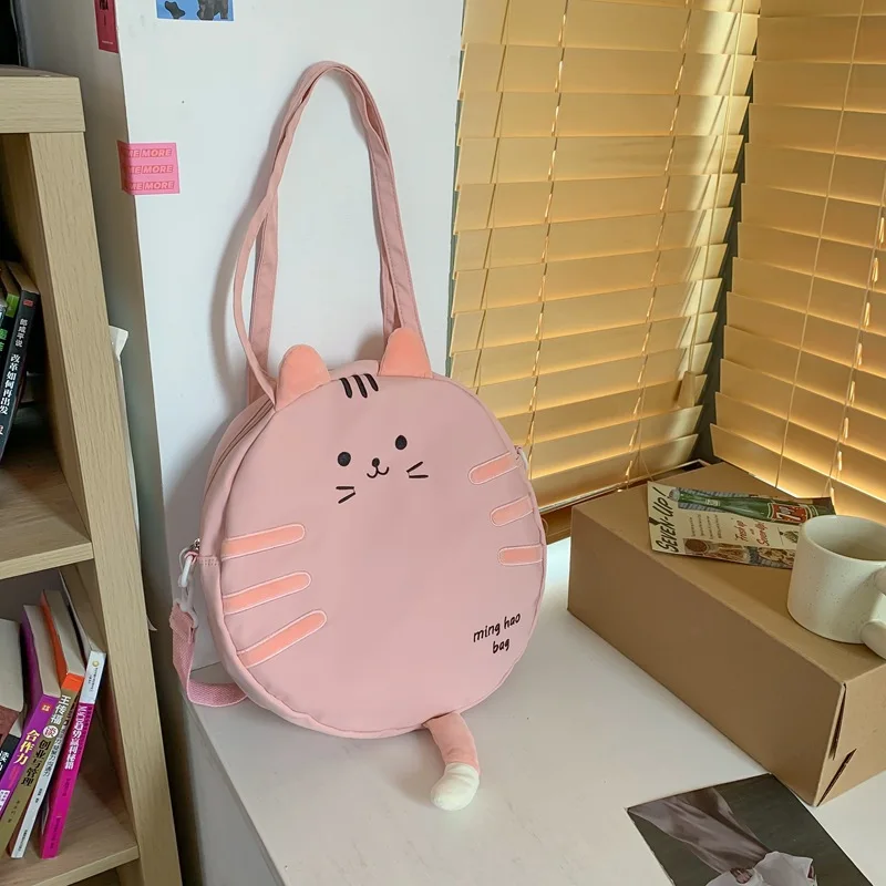 Cute Cat Design Crossbody Bag Large Capacity Shoulder Bag Women New Portable Bag Canvas Tote Bag School Bag Shopping Bag