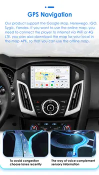 適用於福特福克斯3 MK 3(2012-2018)的Android 12車載智慧系統,包含多媒體視訊播放器、立體聲GPS導航、CarPlay和方向盤控制。 6 最佳銷售 福特福克斯mk3車用收音機 - №5