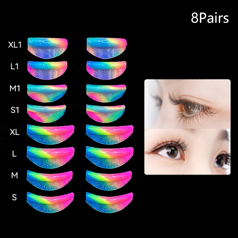 8 Paar wieder verwendbare Silikon Wimpern Dauerwelle Pad Lifting Wimpern Stangen Recycling 3D Wimpern Locken wickler Zubehör Applikator Make-up-Tools