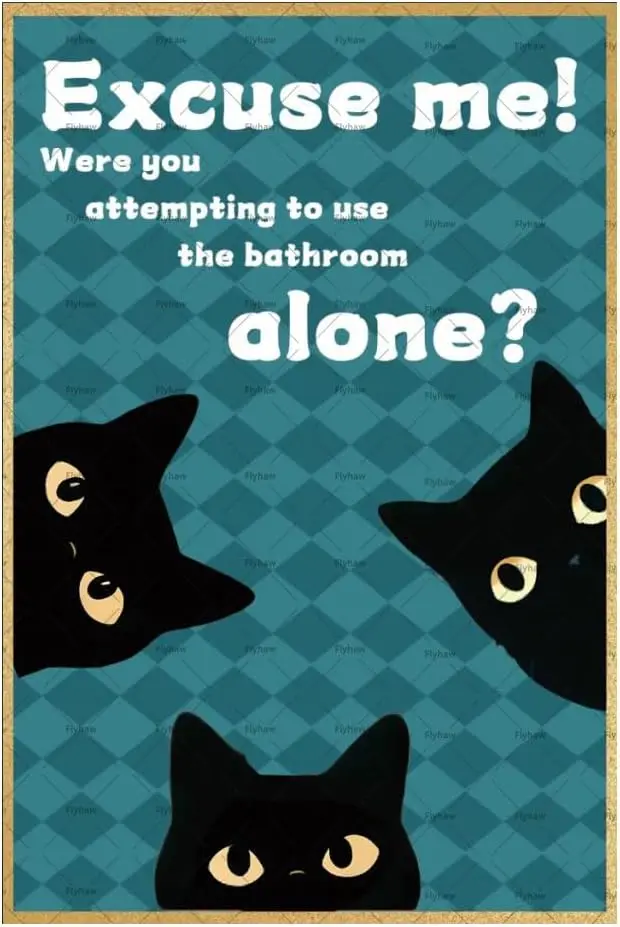 excuse me were you attempting to use the bathroom alone metal tin sign black cat decor plaque s
