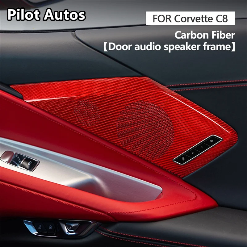 2022 2023 For Corvette C8 Inner Door Car Audio Auto Sound Car Stereo Panel Genuine Carbon Fiber Decoration Sticker Interior