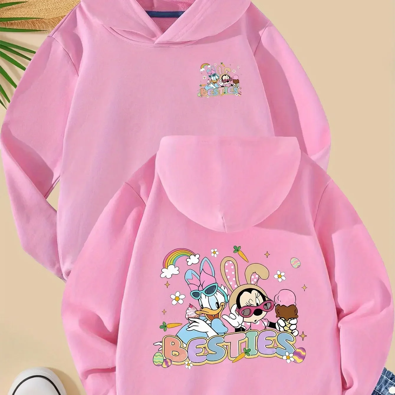 

Disney Fashion Best Friend Children Hooded Sweatshirt Boy Girl Autumn Winter Daily Outdoor Vacation Casual Warm Soft Sportswear