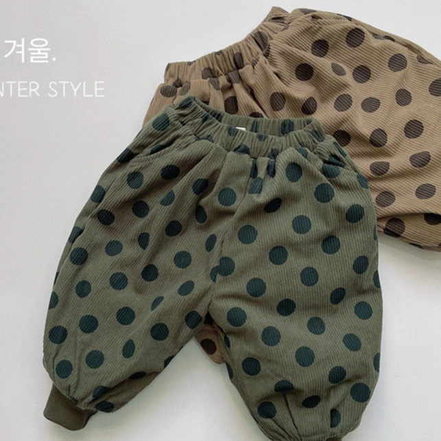 Pants 2026 Spring and Autumn New Childrens Wear Korean Boys and Girls Foreign Style Wave Point Corduroy Closed Turnip Pants