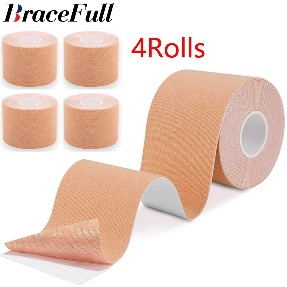 4 Roll Kinesiology Tape,5cm X 5m Waterproof Athletic Tape,Uncut Kinetic Tape,Elastic Muscle Tape,Sports Tape,Knee Tape