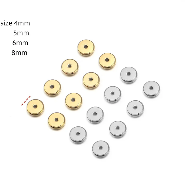20pcs Stainless Steel Spacers Separators Wheel Beads Positioning Leather Cord Strung Abacus Flat DIY Jewelry Hole 1.5mm