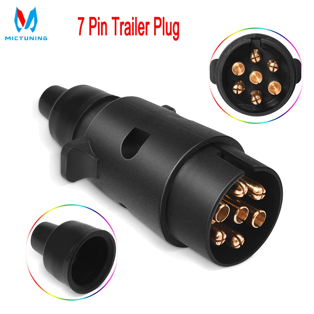 

MICTUNING 7 Pin Trailer Plug 12V 7 Way Round Standard European Car Plug Connector Trailer Connectors Socket Plugs For Vehicles