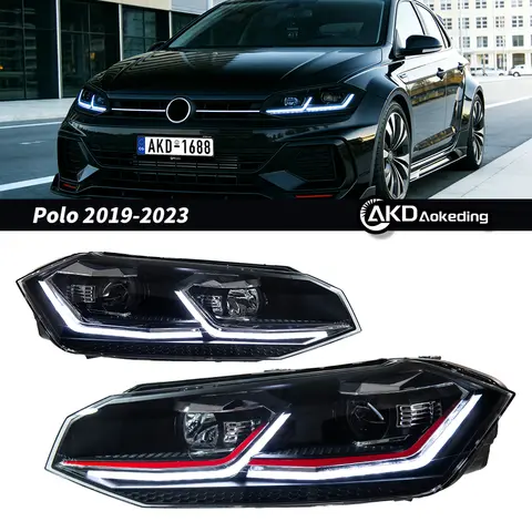 Peças de automóvel para faróis polo 2019-2022 matriz 4 leds estilo led luzes diurnas projetor duplo drl acessórios do carro modificado
