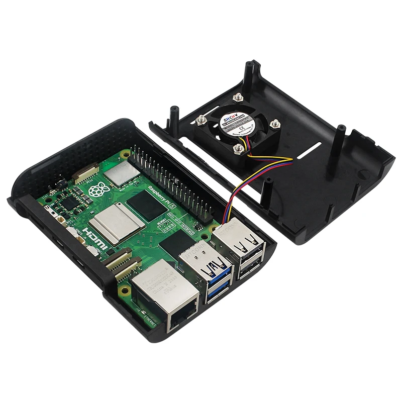 Raspberry Pi 5 ABS Case Box Black Plastic Shell Protection Enclosure for Raspberry Pi 5 Optional Active Cooler for Pi 5