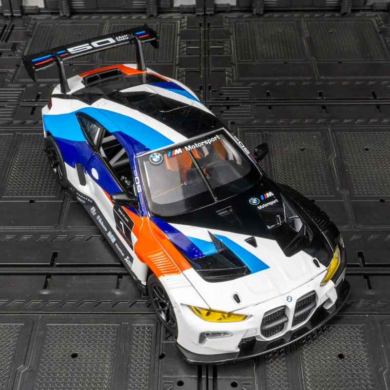 CCA 1:24 BMW M4 GT3 liga modelo de carro de rally decoração de porta e capô podem abrir carro de brinquedo infantil presente de aniversário