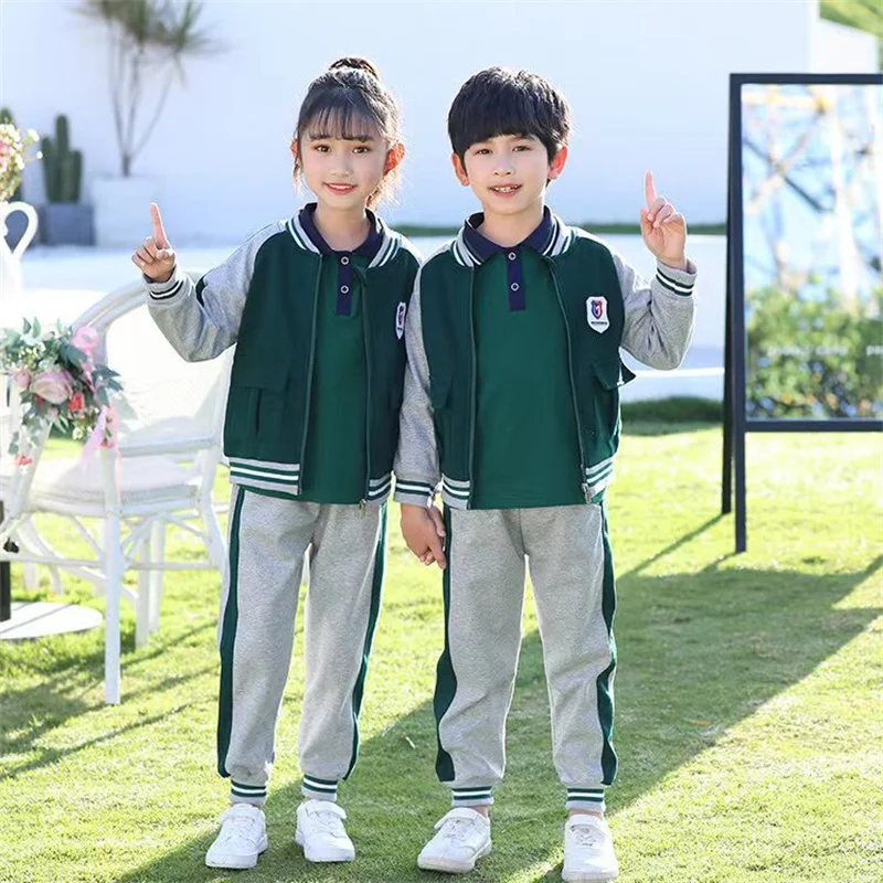 Crianças coreano japonês uniforme escolar para meninos meninas do miúdo cinza blazer jaqueta saia camisa calças roupas conjunto estudante roupas terno