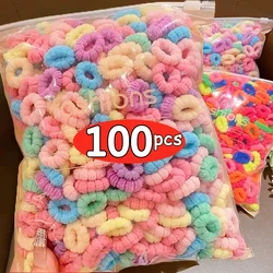 100Pcs/box Colorful Small Elastic Hair Bands Baby Girls Ealstic Ponytail Holder Kids Headband Rubber Band Headwear Accessories