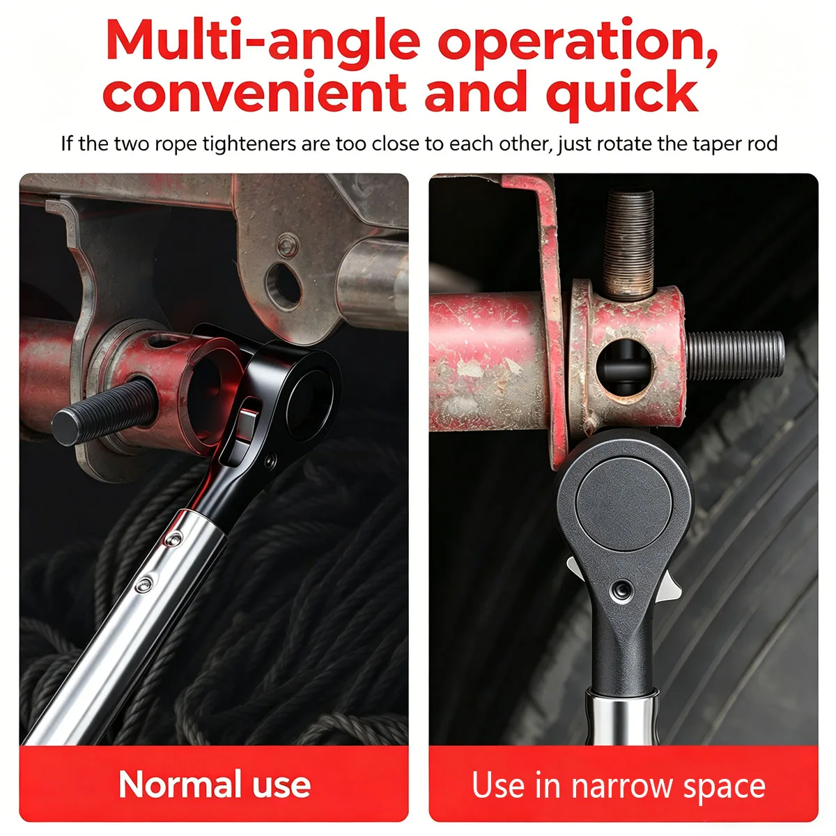 Multifunctional Truck Ratchet Wrench Universal Cargo Rope Tightener Portable Long Handle Lashing Strap Tensioner Tool