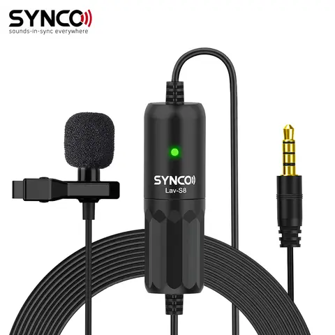 SYNCO Lav-S8 Lavalier Microphone réinitialisation-on Revers Micro Réduction du Bruit Auto-Appairage 8M pour Appareil Photo DSLR Smartphone PC Vidéo Statique