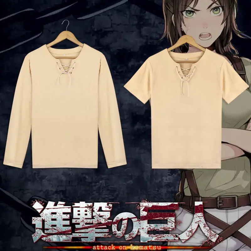 T-shirt à Manches sulfde l'Attaque des Titans, Costume de Cosplay, Streetwear d'Entraînement, Unisexe, Eren Jaeger Mikasa Ackerman