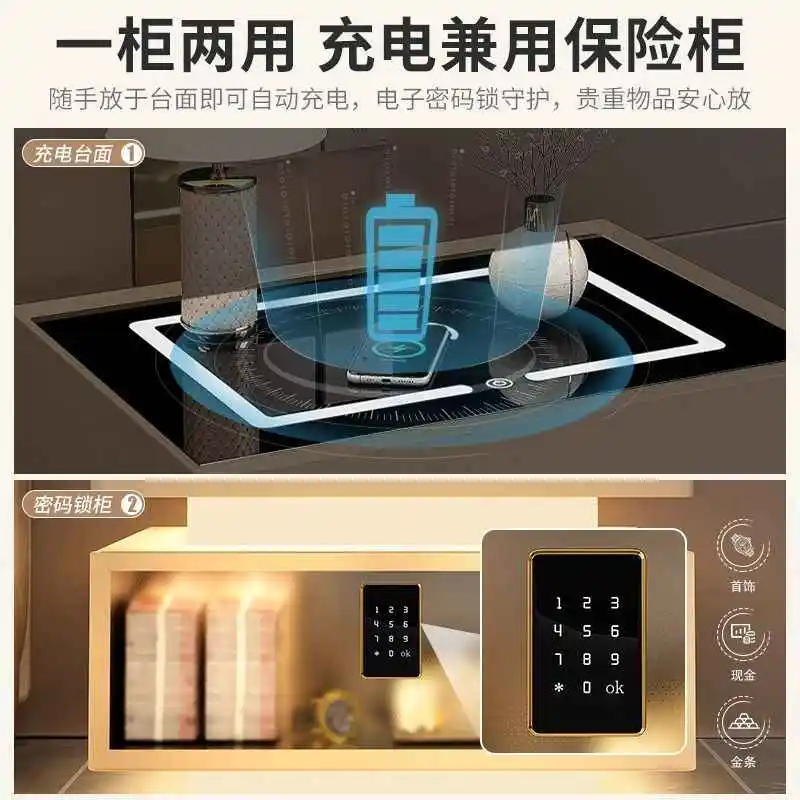 طاولة بجانب السرير ذكية معلقة على الطراز الكريمي مع خزانة تخزين بجانب السرير خفيفة وبسيطة وحديثة لغرفة النوم