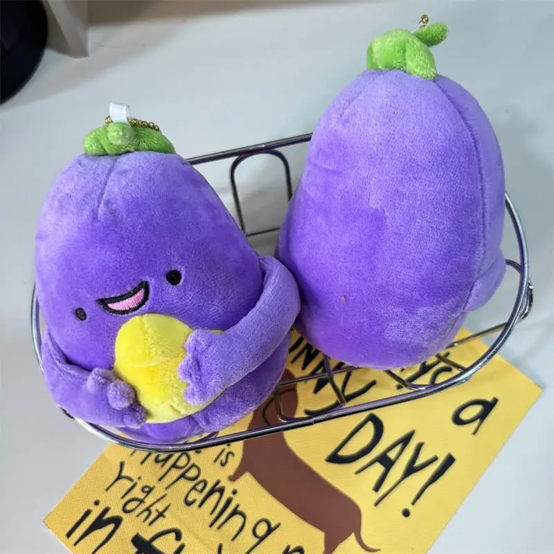1/2 PCS Kreative Nette Aubergine Plüsch Puppe Stofftiere Schlüsselbund Anhänger Girly Tasche Charms Rucksack Ornamente Ragdoll Geschenk Schlüsselring