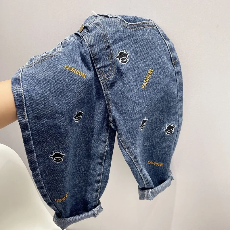 Girls Jean Pants Long Trousers Cotton 2024 Cartoon Spring Autumn Baby's Kids Pants Outdoor School Toddler Children's Clothing