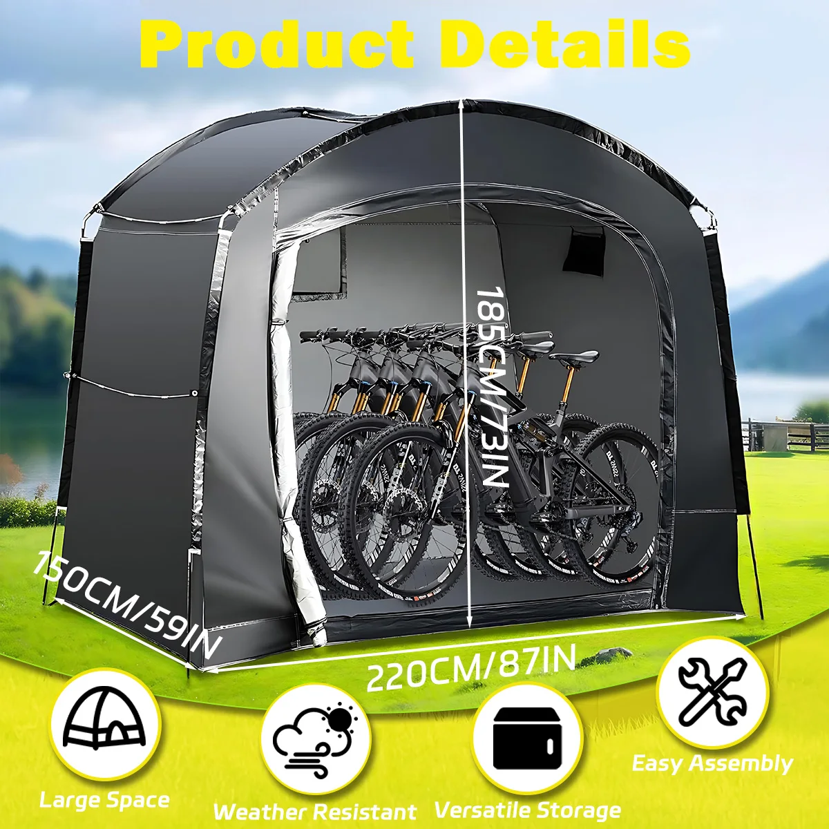

Portable Outdoor Bike Shelter Tent with Thickened Oxford Cloth Personal Protection Canopy for Travel Hiking And Cycling