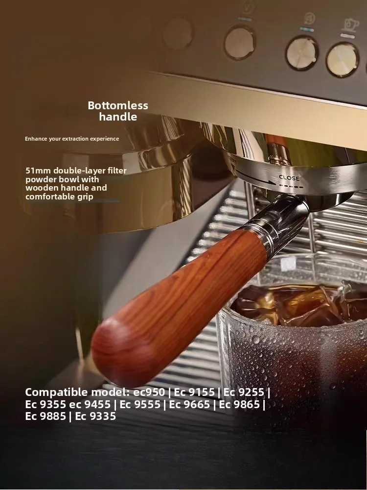 EC9 series coffee machine bottomless handle 51mm filter powder bowl wooden handle