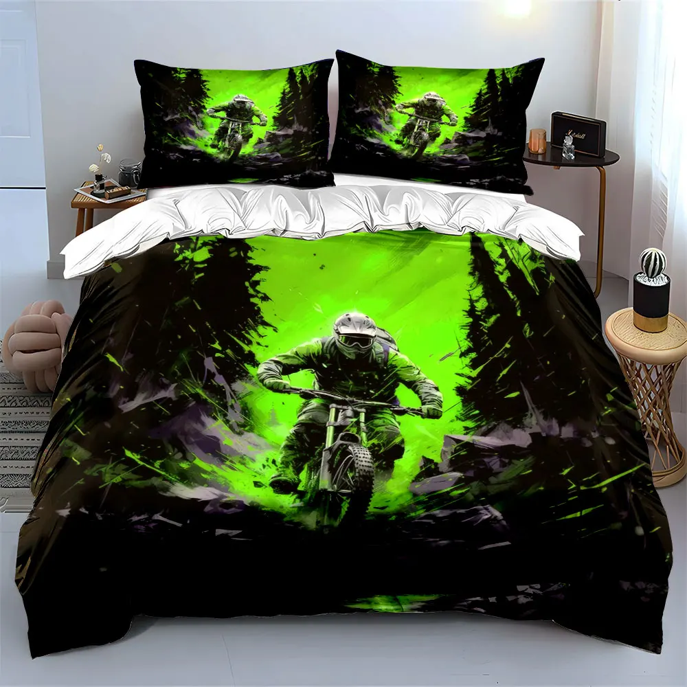 Cycling Adventure Three-Piece Set Soft Skin-Friendly Bedding Set Includes 1 Duvet Cover And 2 Pillowcase, Gift