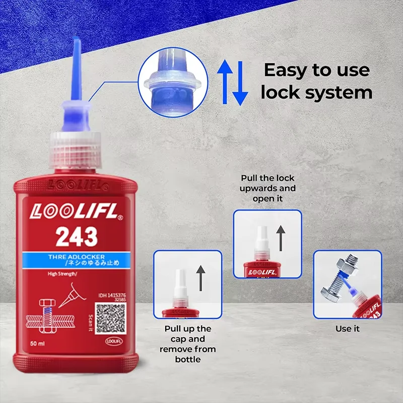 Loolifl, Thread Locking Agent, Blue Medium-Strength Removable Screw and Nut Fastening Adhesive, Anaerobic Adhesive, Anti-Loosening, Anti-Corrosion, Oil-Resistant, Automotive Repair Fastening Tool