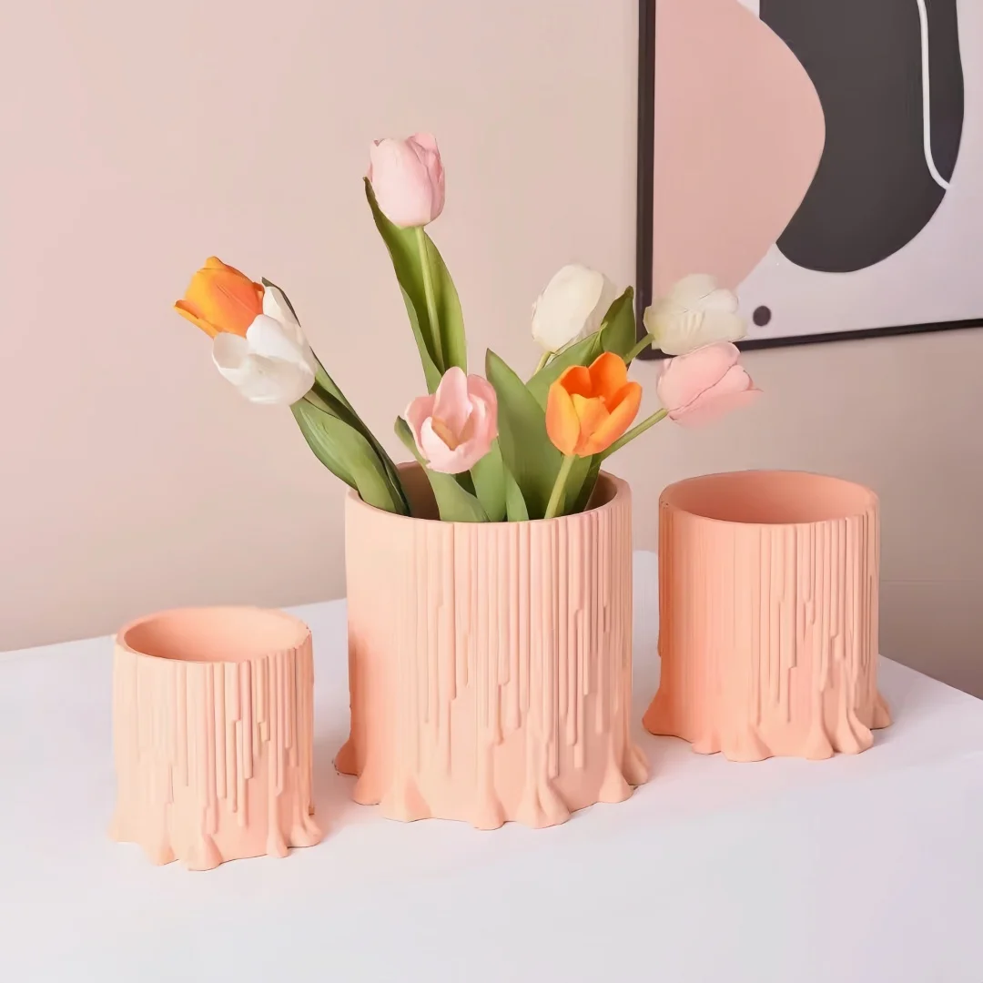 Stump Shape Flower Succulent Pot Gypsum Silicone Mold Aromatherapy Plaster Jar Storage Pot Epoxy Resin Mould