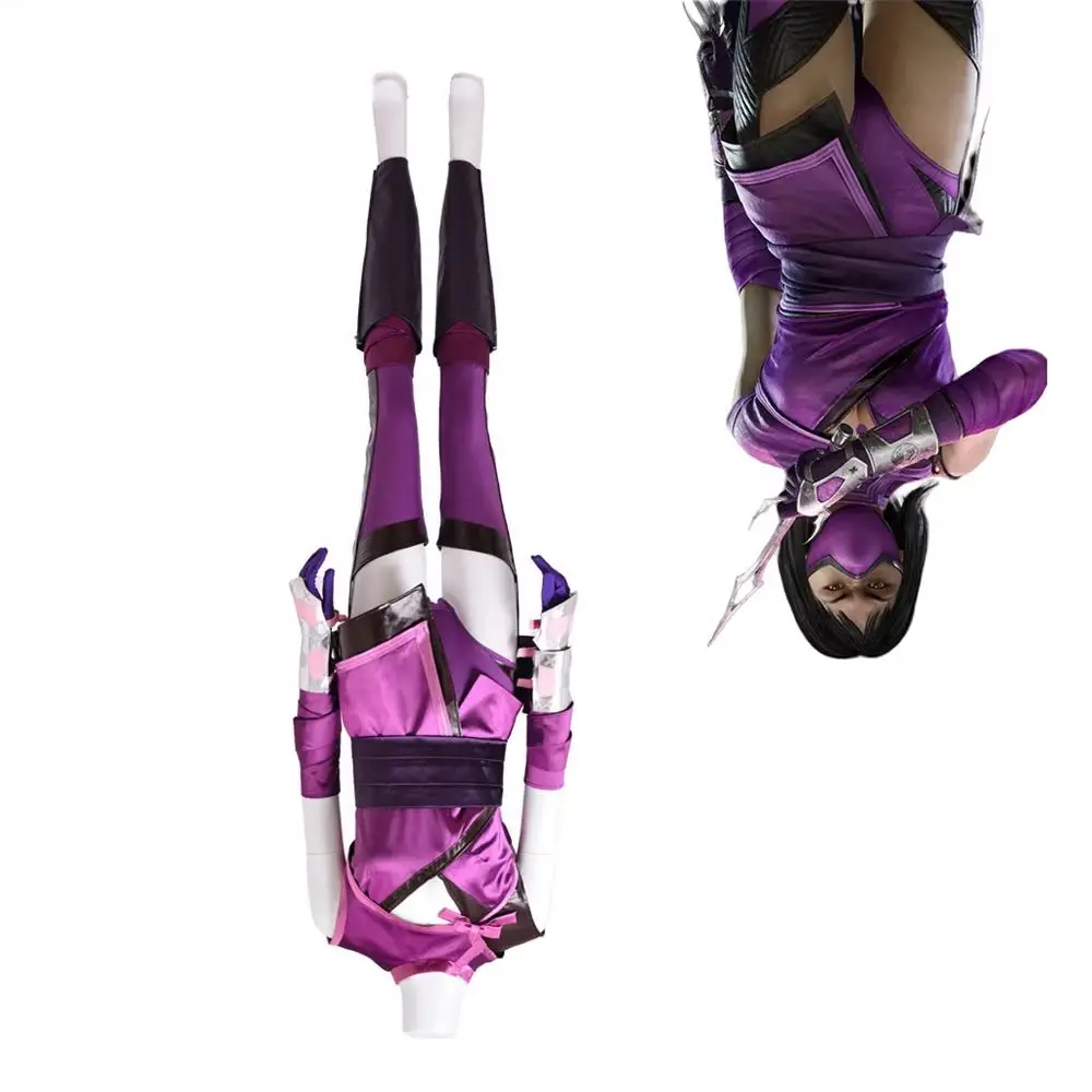 

Game Mortal Kombat Mileena Cosplay Costume for Adult Women Sexy Purple Uniform Suits Halloween Carnival Party Battle Outfits
