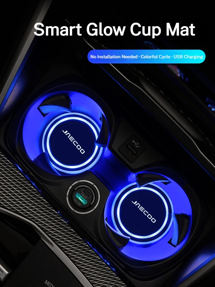 7 Color Car Changing LED Cup Holder Lights Rear Windshield Decorative Ambient Lighting For chery jaecoo J5 EV J6 J7 SHS PHEV J8