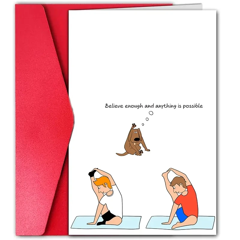 1 fun birthday card, creative yoga patterns, the best gift for friends in the family.