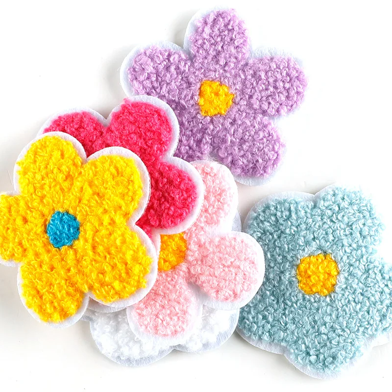 

towel embroidered flower puff embroidery patches iron on patches for clothes