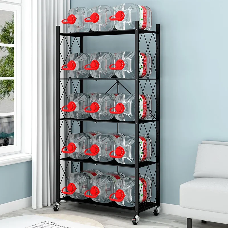 

Folding kitchen supplies storage rack, floor mounted iron multi-layer oven, microwave storage