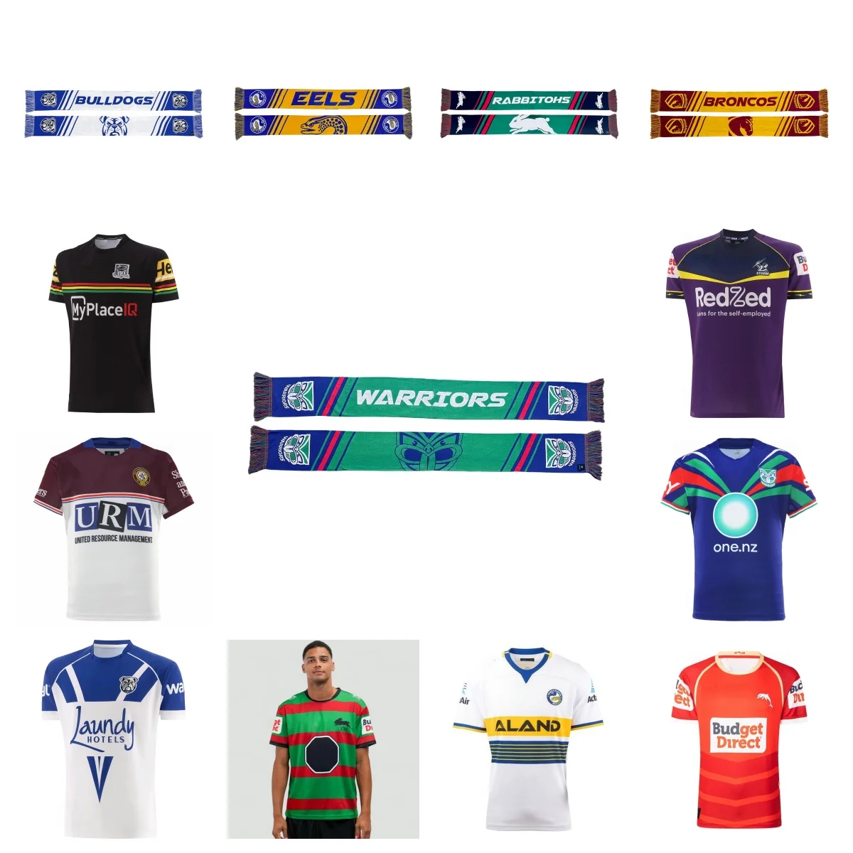 Men's rugby home and away game jerseys; high-quality jacquard knit scarf; customizable with name and number.
