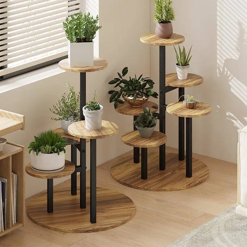 luxury-home-use-wooden-multi-layer-table-mat-rack-balcony-storage-shelf-green-ivy-cover-carriage-indoor-living-room-furniture