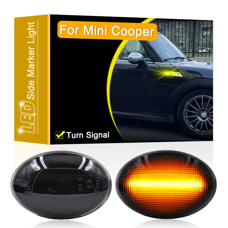 Smoked Lens Waterproof LED Side Fender Marker Lamp Turn Signal Light For Mini Cooper R55 R56 2006-14 R57 2008-14 R58 R59 2011-14