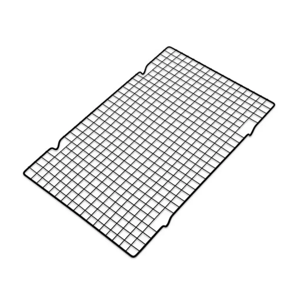 4Pcs Black Baking Cooling Rack Non-stick Mesh Hole BBQ Grill Net Inverted Cooling Rack Pastry Making Cake Cooler Drying Stand