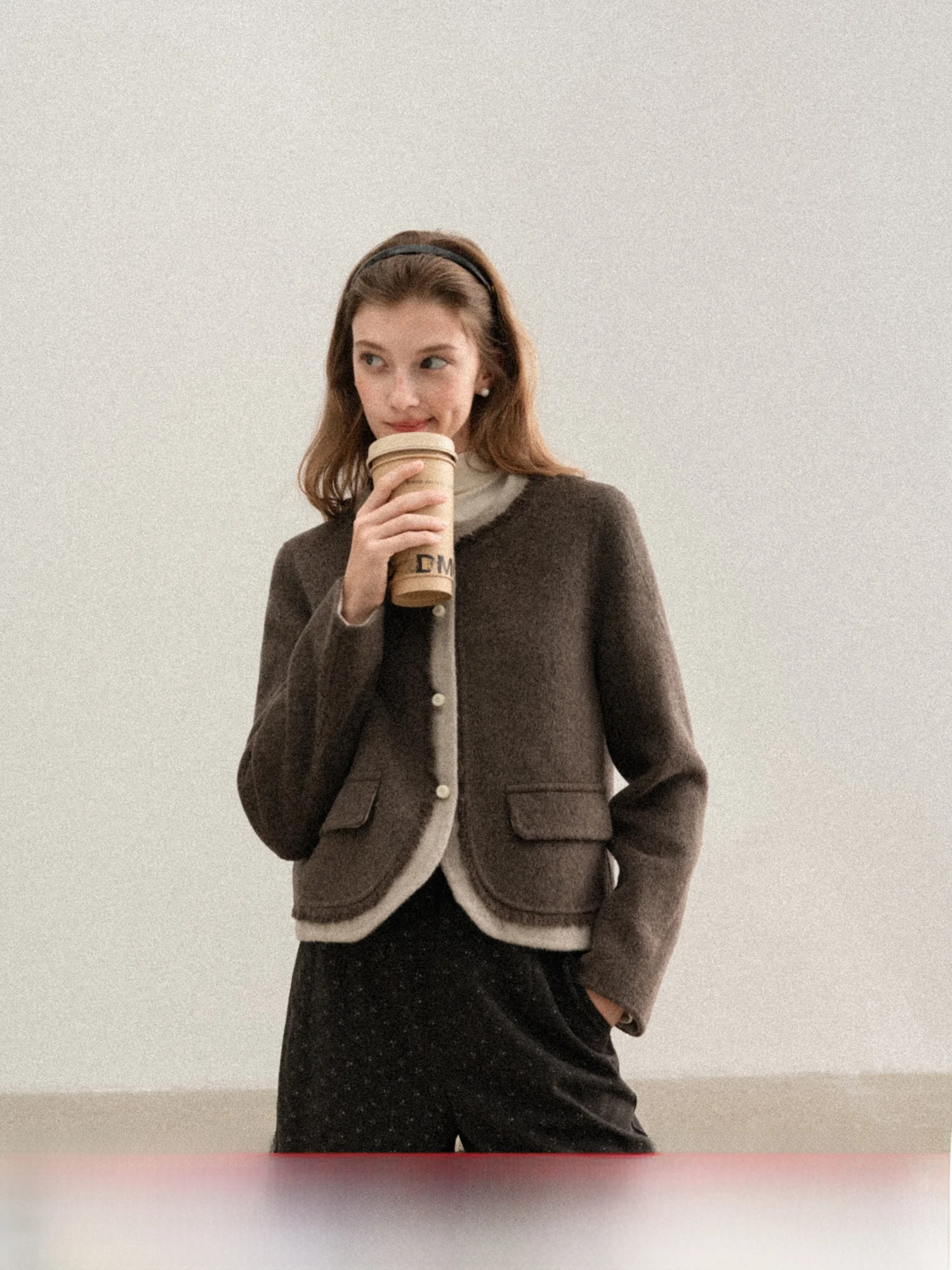 

Warmth Double-sided Woolen Coat Fem Korean Sle 70 Woolen Outerwear Autumn New Sle Commute Simple Loose Fit Long Sve