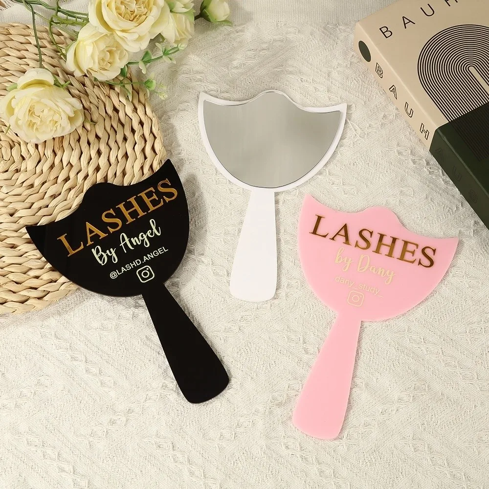 Handheld Mirror Eyelash Technician Photo Prop Acrylic 3D Effect Lash Beauty Mirror Blocking Tool Lash Extension DisplayTools