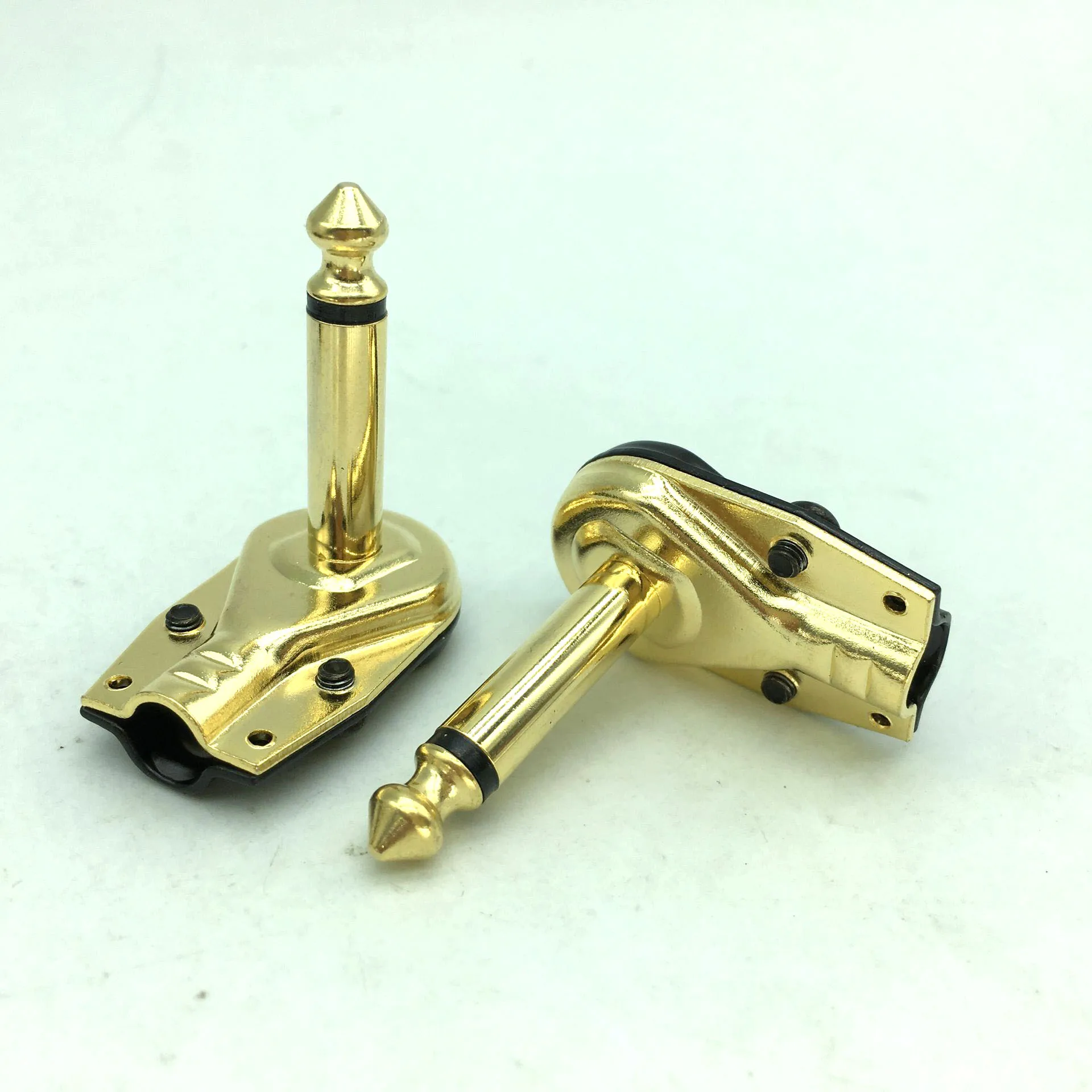 

1-100PCS High Quality Gold Plated 6.35mm Mono Jack Right Angle Plug Flat Male Guitar Effects Pedal Connector