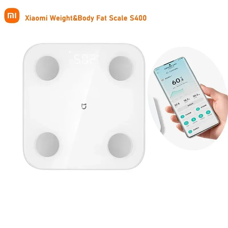  2023 Xiaomi Mi Body Fat Smart Scale S400 Weight Bathroom Scale BMR Test Heart Rate Hidden  LED Display Smart Home Mi Fit APP 