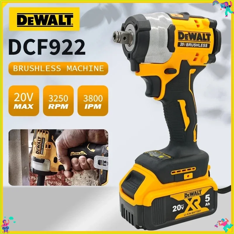 Dewalt DCF922 Brushless Impact Wrench Cordless Driver Large torque Variable Speed Electric Wrench 20V Rechargeable Tools