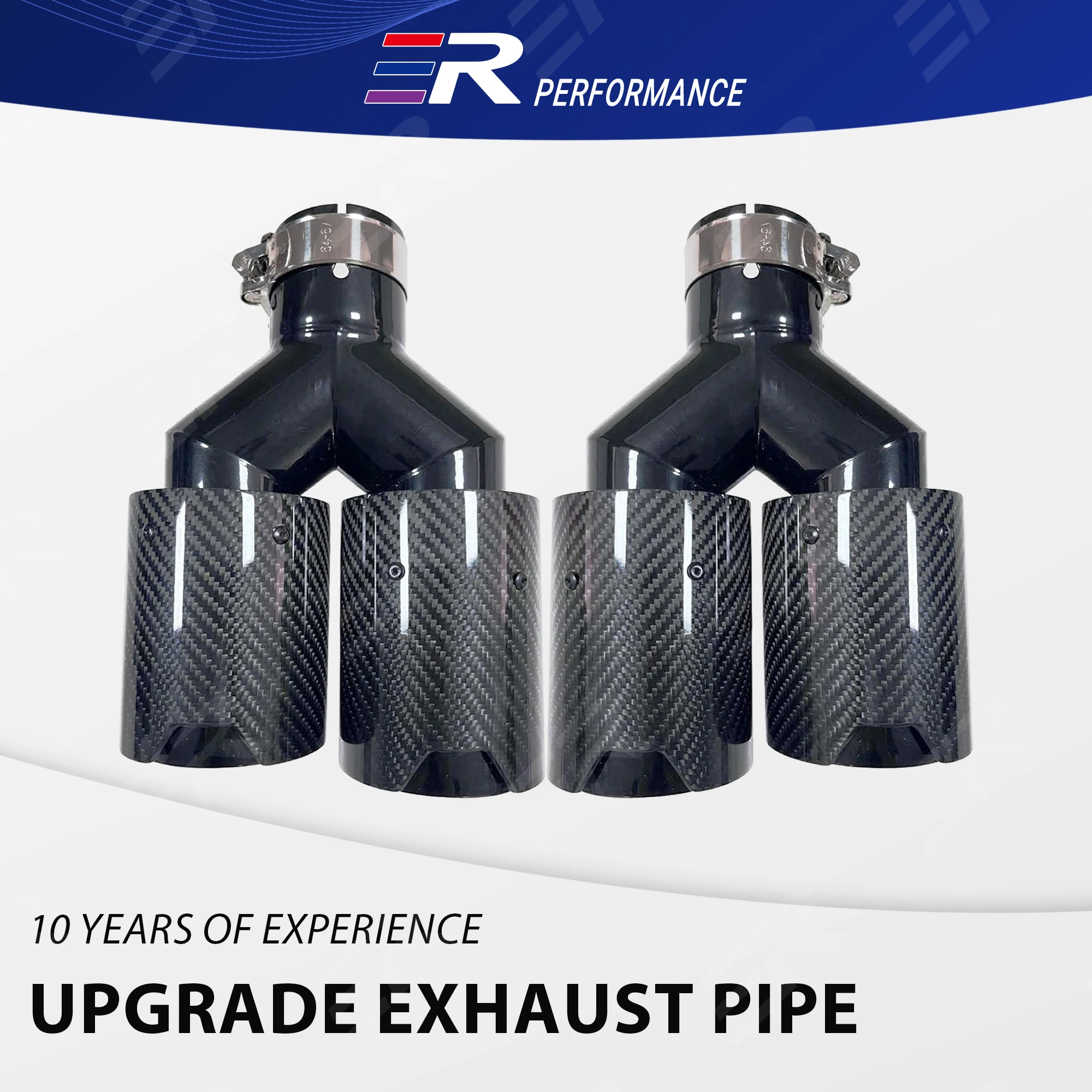 

1Pcs Universal Exhaust tips Real Glossy Carbon Fiber car accessories Double Outlet for BMW Stainless Muffler pipe modification