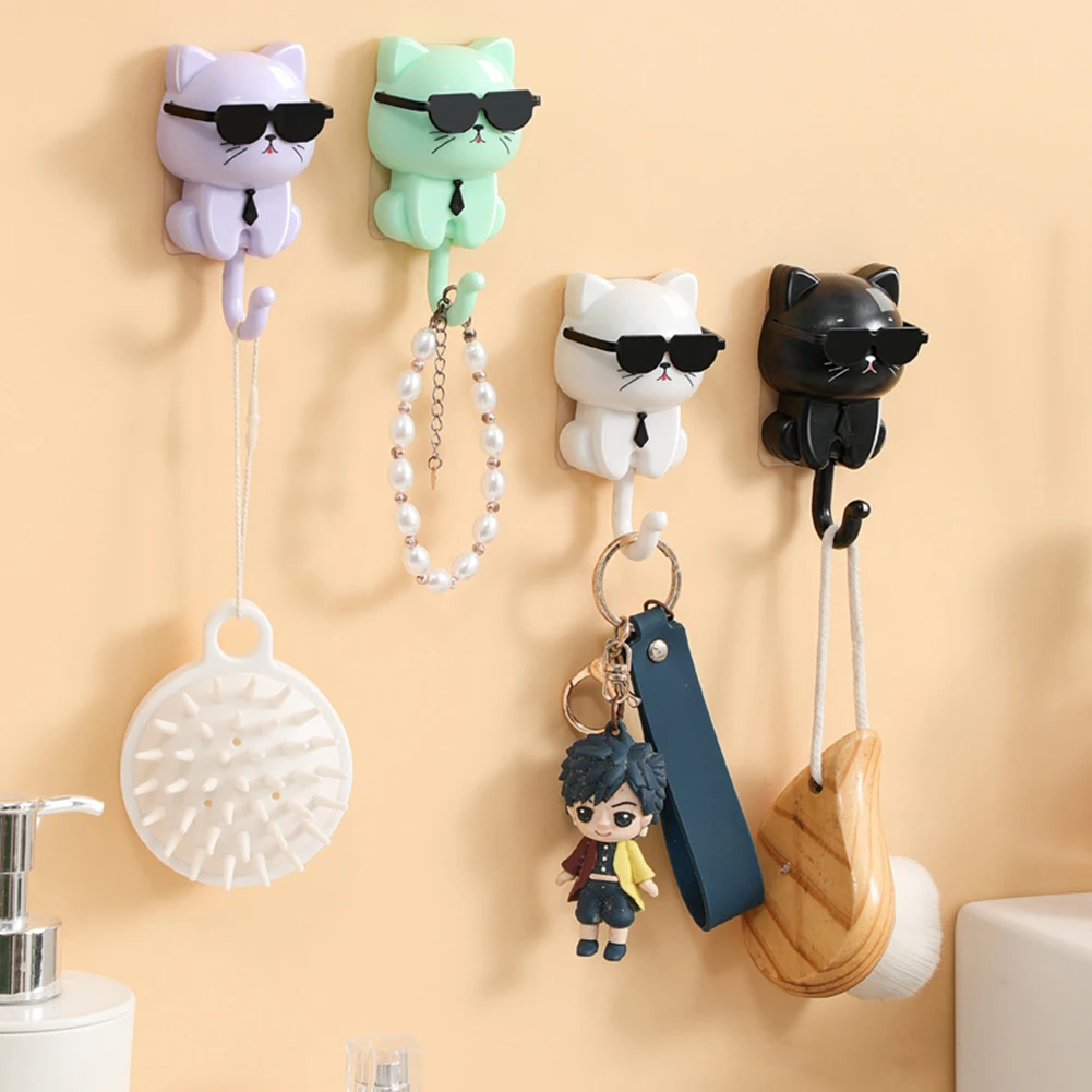 

F2 Kitten Hooks Cartoon Cats Gravities Induction Decorative Hooks Storage Racks for Keys Umbrellas Towels Adhesive Hooks gadgets