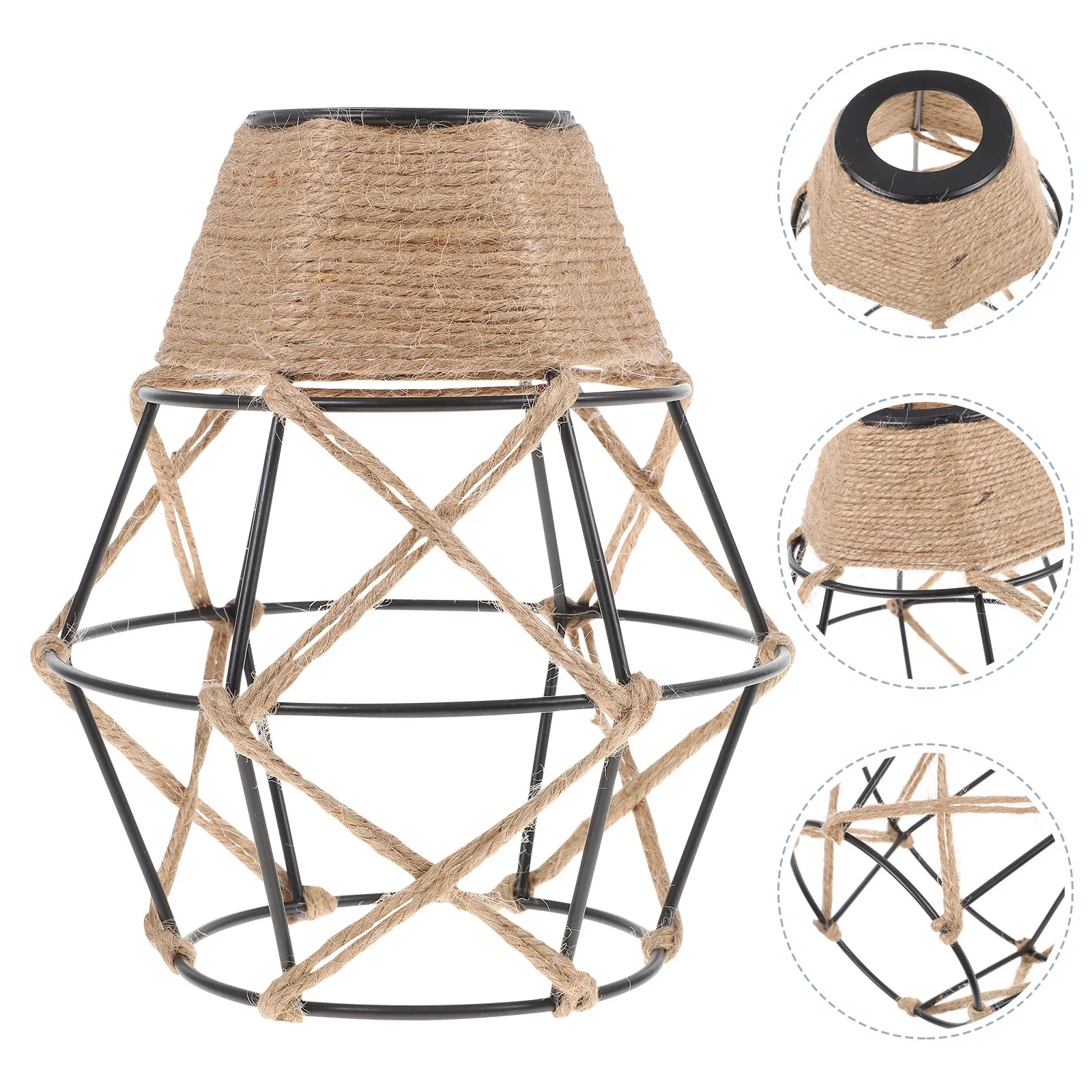 

3Pcs Hanging Lampshade Weaving Iron Hemp Rope Light Cover Ceiling Lampshades Decorative Warm Atmosphere Bedroom Living Room