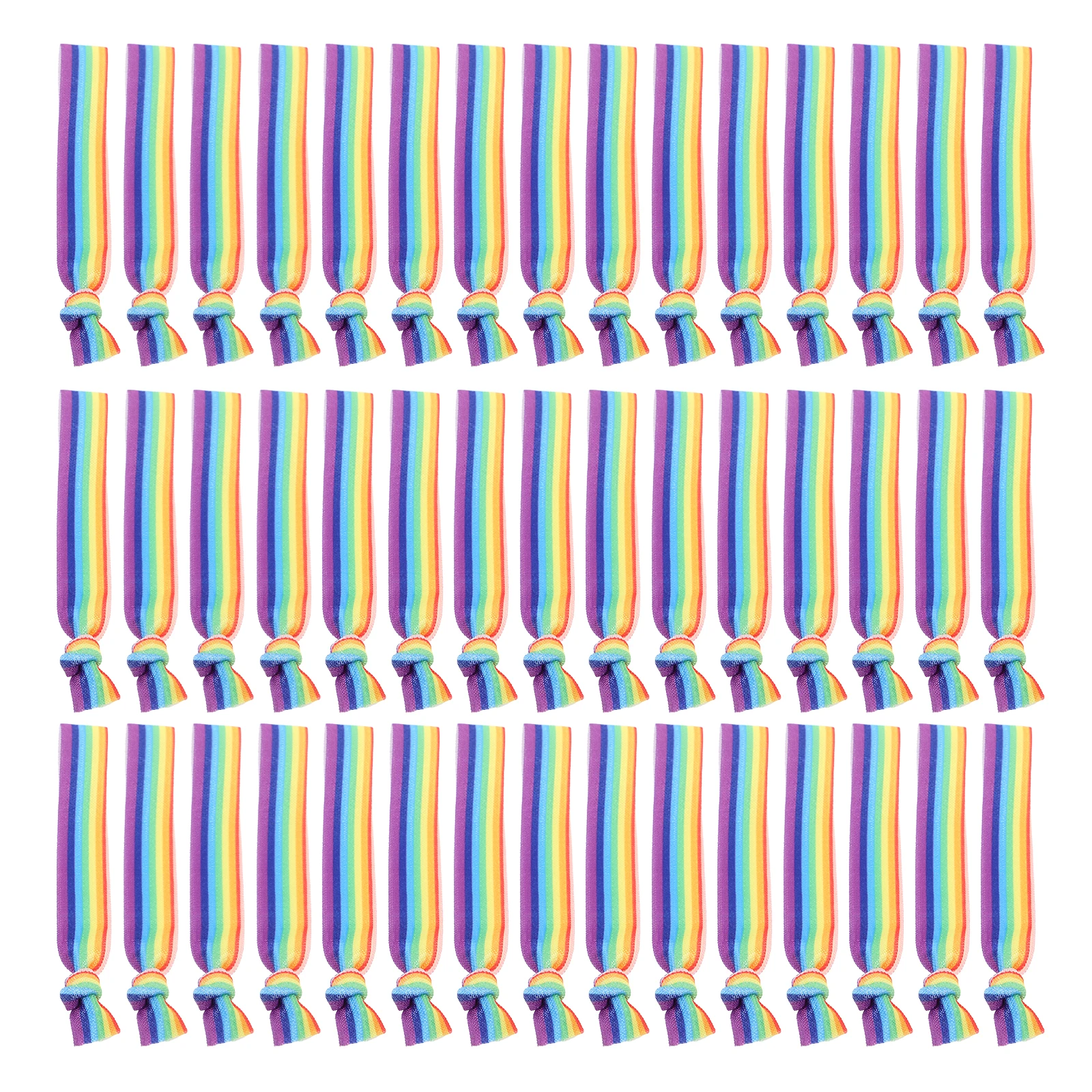 

50 Pcs Rainbow Wristband Colorful Hair Ties Elastic Bracelet Bands Spandex Yarn Child