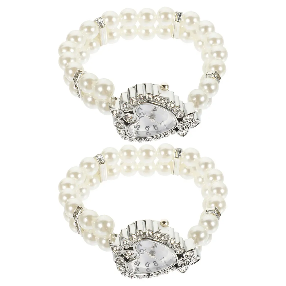

2 Pcs Bracelet Watch Crystal Watches Band Decorative Women Cute for Diamond