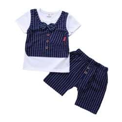 New Summer Baby Clothes Suit Children Boys Casual Plaid T-Shirt Shorts 2Pcs/Sets Toddler Costume Infant Outfits Kids Tracksuits
