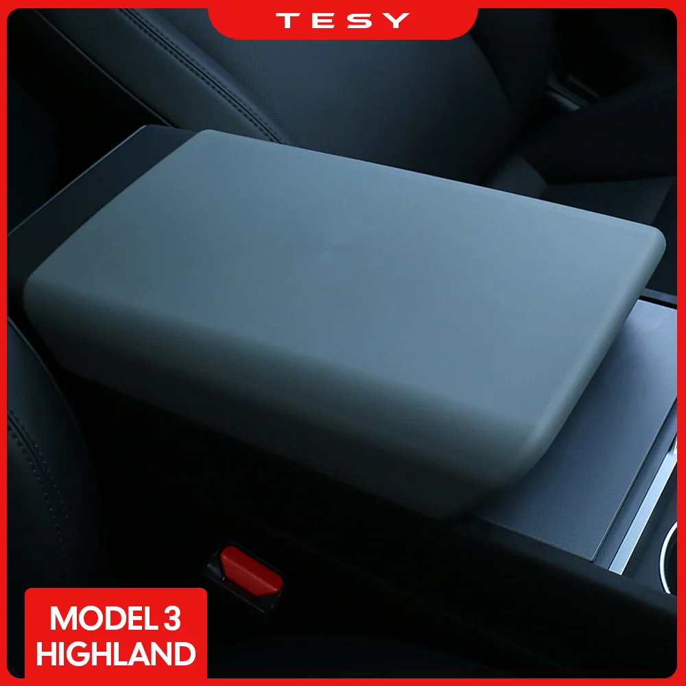 for Tesla Model 3 Highland 2024 TPE Soft Case Car Center Console Arm Rest Lid Auto Central Armrest Box Pad Cover Accessories